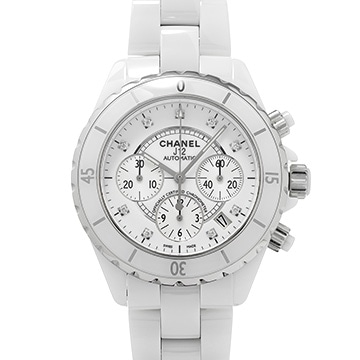 シャネル J12 クロノグラフ 41MM H2009 ホワイトラッカー/シルバー/ダイヤモンド メンズ 時計 【中古】【wristwatch】