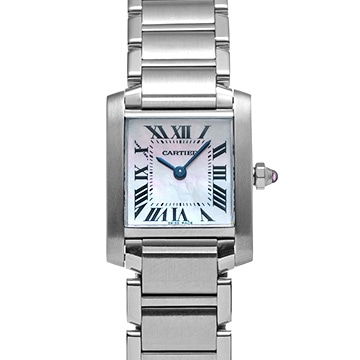 カルティエ タンク フランセーズ SM W51028Q3 ピンクシェル レディース 時計 【中古】【wristwatch】