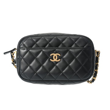 シャネル マトラッセ カメラケース ブラック/ゴールド金具 A91796 カーフスキン レディース バッグ 【中古】【bag】