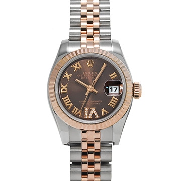 ロレックス デイトジャスト 179171 チョコレートブラウン/ダイヤモンド レディース 時計 【中古】【wristwatch】