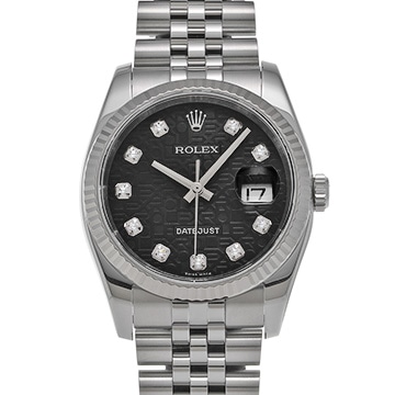 ロレックス デイトジャスト 116234G ブラックコンピュータ/ダイヤモンド メンズ 時計 【中古】【wristwatch】