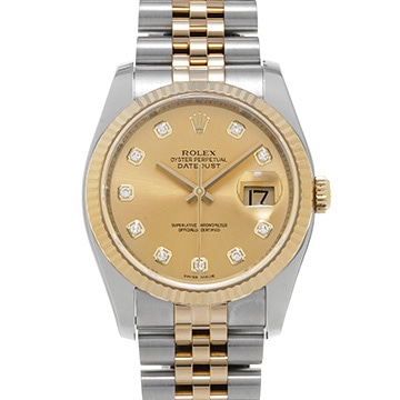 ロレックス デイトジャスト 116233G シャンパン/ダイヤモンド メンズ 時計 【中古】【wristwatch】