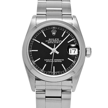 ロレックス デイトジャスト 31 68240 ブラック ユニセックス 時計 【中古】【wristwatch】