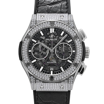 ウブロ クラシックフュージョン アエロフュージョン チタニウム パヴェ 525.NX.0170.LR.1704 スケルトン メンズ 時計 【中古】【wristwatch】