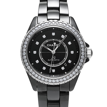 シャネル J12 キャリバー 12.1 38MM H6526 ブラックラッカー/ダイヤモンド メンズ 時計 【中古】【wristwatch】