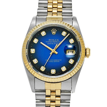 ロレックス デイトジャスト 16233G ブルー・グラデーション/ダイヤモンド メンズ 時計 【中古】【wristwatch】