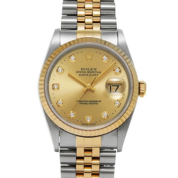 ロレックス デイトジャスト 16233G シャンパン/ダイヤモンド メンズ 時計 【中古】【wristwatch】