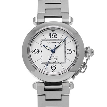 カルティエ パシャC ビッグデイト W31055M7 ホワイト ユニセックス 時計 【中古】【wristwatch】