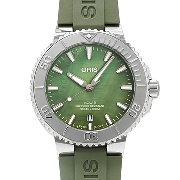 オリス アクイス デイト ニューヨークハーバー リミテッドエディション 01 733 7766 4187-Set グリーンシェル メンズ 時計 【中古】【wristwatch】