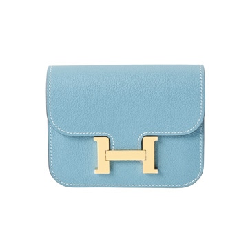 エルメス コンスタンス スリムウォレット ニューブルージーン エバーカラー レディース 財布 【未使用】【purse】