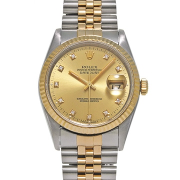 ロレックス デイトジャスト 16233G シャンパン/ダイヤモンド メンズ 時計 【中古】【wristwatch】