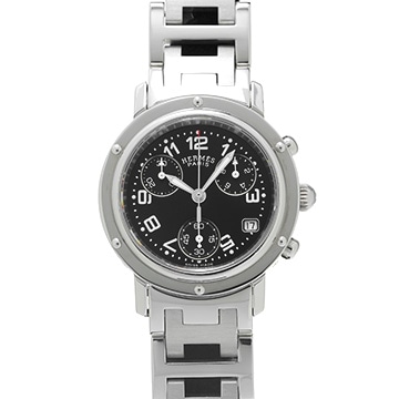 エルメス クリッパー クロノグラフ CL1.310 ブラック レディース 時計 【中古】【wristwatch】