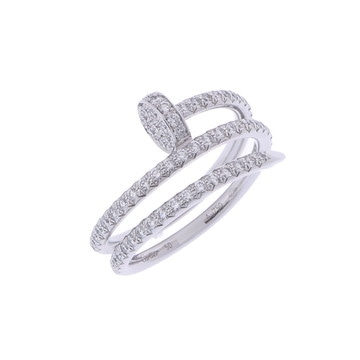 カルティエ ジュストアンクルリング 2ロウ #50 シルバー K18ホワイトゴールド WG レディース ジュエリー 【中古】【jewelry】
