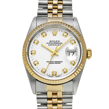 ロレックス デイトジャスト 16233G ホワイト/ダイヤモンド メンズ 時計 【中古】【wristwatch】