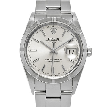 ロレックス オイスターパーペチュアル デイト 34 15210 シルバー メンズ 時計 【中古】【wristwatch】