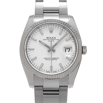 ロレックス オイスターパーペチュアル デイト 115234 ホワイト メンズ 時計 【中古】【wristwatch】