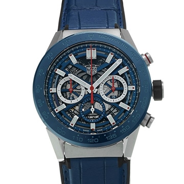 タグ ホイヤー カレラ キャリバーホイヤー02 クロノグラフ CBG2A11.FC6460 ブルー メンズ 時計 【中古】【wristwatch】