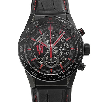 タグ ホイヤー カレラ キャリバー ホイヤー01 クロノグラフ マンチェスター・ユナイテッド CAR2A1J.FC6400 ブラック メンズ 時計 【中古】【wristwatch】