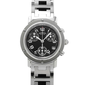 エルメス クリッパー クロノグラフ CL1.310 ブラック レディース 時計 【中古】【wristwatch】