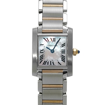 カルティエ タンク フランセーズ SM W51027Q4 ピンクシェル レディース 時計 【中古】【wristwatch】