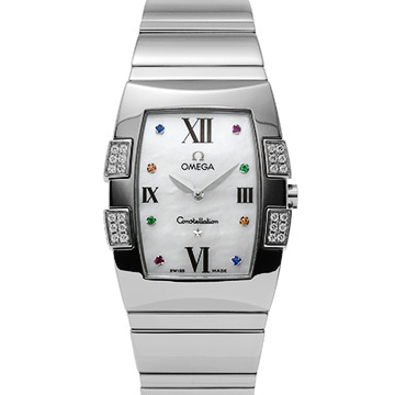 オメガ コンステレーション クアドレラ クォーツ 1586.79 ホワイトシェル/ルビー/サファイア/エメラルド レディース 時計 【中古】【wristwatch】