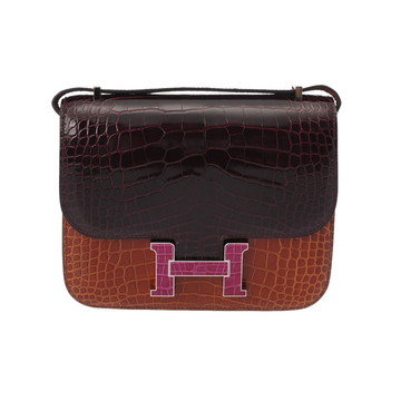 エルメス コンスタンス ミニ 18 ミール/ワインレッド/フューシャ アリゲーターリセ レディース バッグ 【中古】【bag】