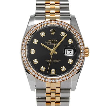 ロレックス デイトジャスト 116243G ブラック/ダイヤモンド メンズ 時計 【中古】【wristwatch】