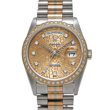 ロレックス デイデイト 18349G BIC シャンパンコンピュータ/ダイヤモンド メンズ 時計 【中古】【wristwatch】