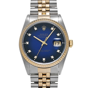 ロレックス デイトジャスト 16233G ブルー・グラデーション/ダイヤモンド メンズ 時計 【中古】【wristwatch】