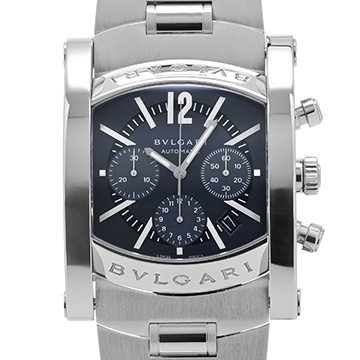 ブルガリ アショーマ クロノグラフ AA48C14SSDCH ブルー メンズ 時計 【中古】【wristwatch】