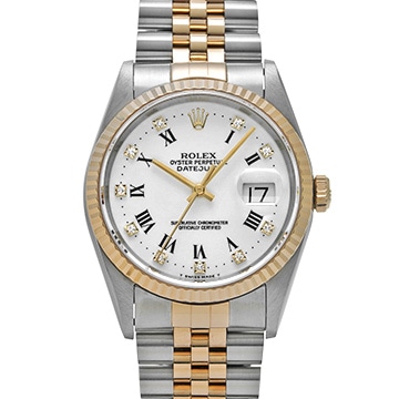 ロレックス デイトジャスト 16233G ホワイト/ダイヤモンド メンズ 時計 【中古】【wristwatch】