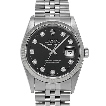 ロレックス デイトジャスト 16234G ブラック/ダイヤモンド メンズ 時計 【中古】【wristwatch】