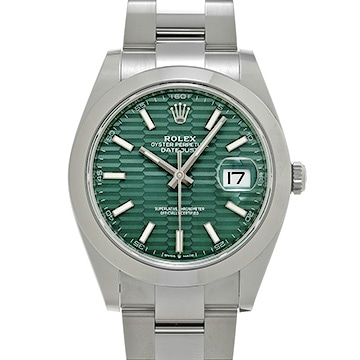 ロレックス デイトジャスト 41 126300 ミントグリーン フルーテッドモチーフ メンズ 時計 【中古】【wristwatch】