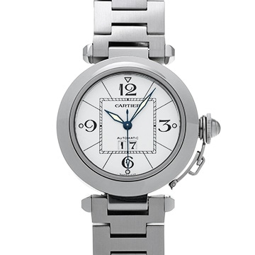 カルティエ パシャC ビッグデイト W31055M7 ホワイト ユニセックス 時計 【中古】【wristwatch】