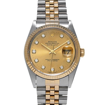 ロレックス デイトジャスト 16233G シャンパン/ダイヤモンド メンズ 時計 【中古】【wristwatch】