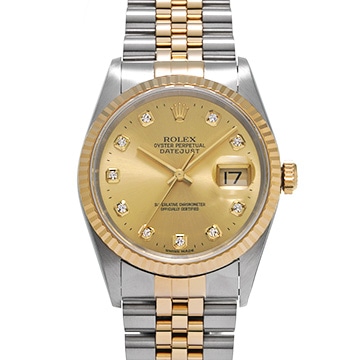 ロレックス デイトジャスト 16233G シャンパン/ダイヤモンド メンズ 時計 【中古】【wristwatch】