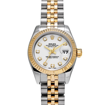 ロレックス デイトジャスト 179173G ホワイト/ダイヤモンド レディース 時計 【中古】【wristwatch】