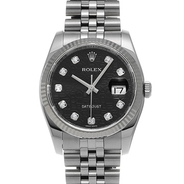 ロレックス デイトジャスト 116234G ブラックコンピュータ/ダイヤモンド メンズ 時計 【中古】【wristwatch】