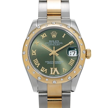ロレックス デイトジャスト 31 178343 グリーン/ダイヤモンド ユニセックス 時計 【中古】【wristwatch】