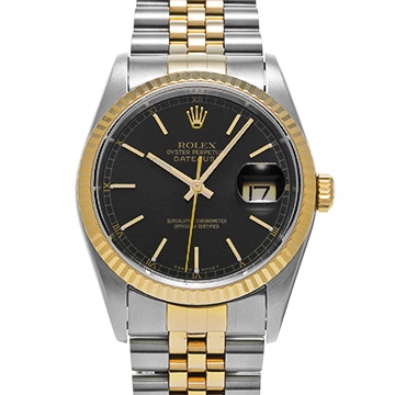 ロレックス デイトジャスト 16233 ブラック メンズ 時計 【中古】【wristwatch】