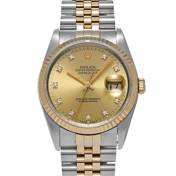 ロレックス デイトジャスト 16233G シャンパン/ダイヤモンド メンズ 時計 【中古】【wristwatch】
