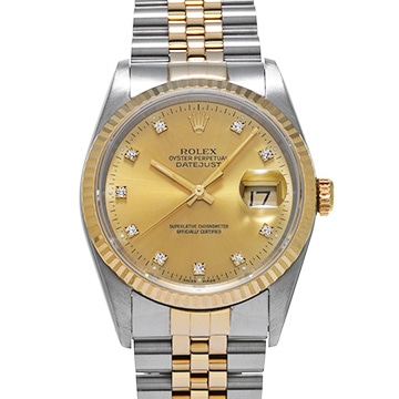 ロレックス デイトジャスト 16233G シャンパン/ダイヤモンド メンズ 時計 【中古】【wristwatch】