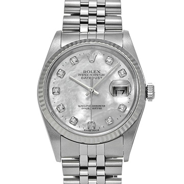 ロレックス デイトジャスト 36 16234NG ホワイトシェル/ダイヤモンド メンズ 時計 【中古】【wristwatch】