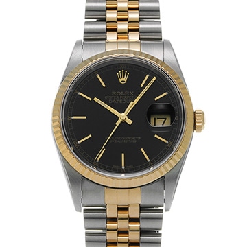 ロレックス デイトジャスト 16233 ブラック メンズ 時計 【中古】【wristwatch】