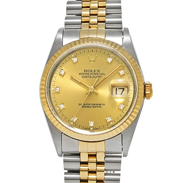 ロレックス デイトジャスト 16233G シャンパン/ダイヤモンド メンズ 時計 【中古】【wristwatch】