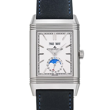 ジャガー ルクルト レベルソ トリビュート デュオカレンダー Q3918420 シルバー/ブルー メンズ 時計 【中古】【wristwatch】