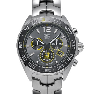 タグ ホイヤー フォーミュラ1 クォーツ クロノグラフ アイルトン・セナ CAZ101AF.BA0637 グレー/ブラック メンズ 時計 【中古】【wristwatch】