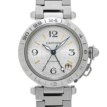 カルティエ パシャC メリディアン GMT W31029M7 シルバー ユニセックス 時計 【中古】【wristwatch】