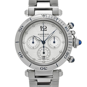 カルティエ パシャ ドゥ カルティエ クロノグラフ 38mm W31030H3 シルバー メンズ 時計 【中古】【wristwatch】