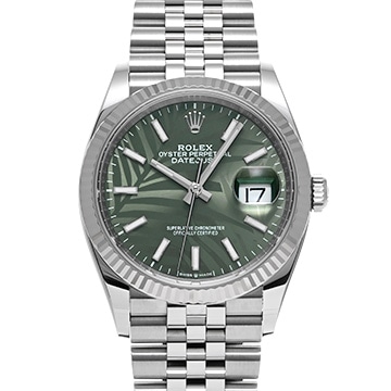 ロレックス デイトジャスト 36 126234 オリーブグリーン パームモチーフ メンズ 時計 【中古】【wristwatch】